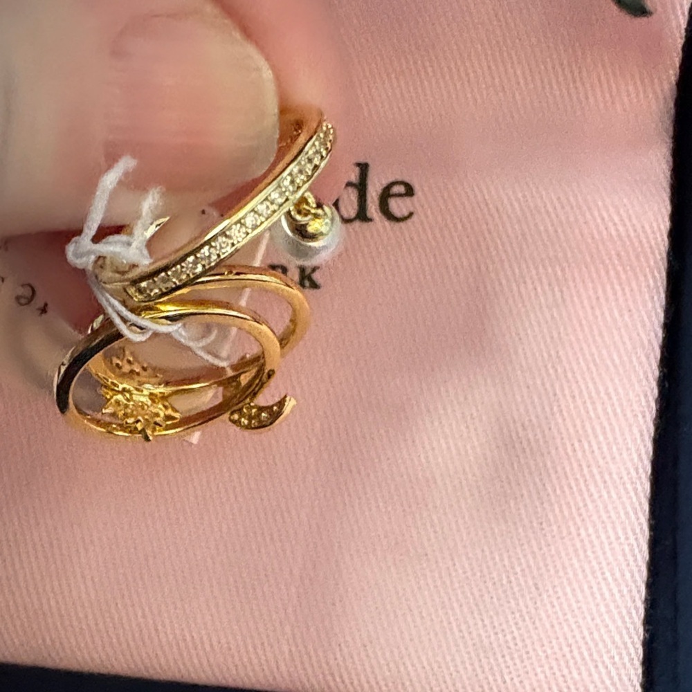 Kate Spade Gold and Pearl Starburst Ring Set- 3 separate rings that stack - Picture 4 of 8